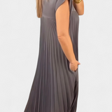 Manuela Vestido Pliegues Sin Mangas Cintura Alta Colección
