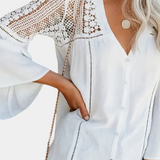 Blusa Sunwoven Encaje Escote V Exclusiva Artesanal Limitada