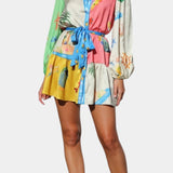 Fallon Vestido Mini Impreso Multicolor Colección Exclusiva