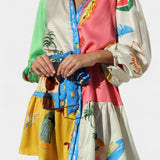 Fallon Vestido Mini Impreso Multicolor Colección Exclusiva