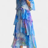 Carol Vestido Maxi Floral Acuarela Colección Exclusivo
