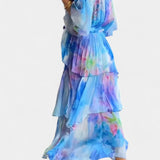 Carol Vestido Maxi Floral Acuarela Colección Exclusivo