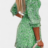 Benicia Vestido Floral Manga Abullonada Colección Exclusiva