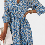Benicia Vestido Floral Manga Abullonada Colección Exclusiva