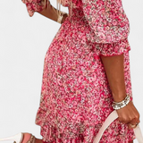 Benicia Vestido Floral Manga Abullonada Colección Exclusiva