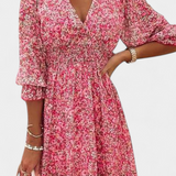 Benicia Vestido Floral Manga Abullonada Colección Exclusiva