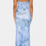 Vestido Iris de Encaje Floral Azul Colección Privada