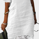 Karol Vestido Lino Con Encaje Cuello Barco Colección