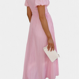 Mélia Vestido Maxi Seda Selecto Escote V Mangas Abullonadas