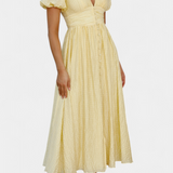 Mélia Vestido Maxi Seda Selecto Escote V Mangas Abullonadas