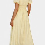 Mélia Vestido Maxi Seda Selecto Escote V Mangas Abullonadas