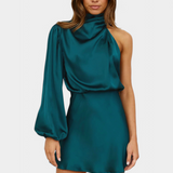 Mara Vestido Mini Drapado Un Hombro Colección Luxe Edición