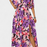 Julie Vestido Largo Colección Floral Cruzado Elite Premium