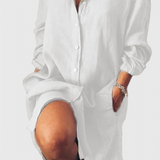 Marlene Vestido Camisa De Lino Longline Colección Exclusiva