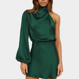 Mara Vestido Mini Drapado Un Hombro Colección Luxe Edición