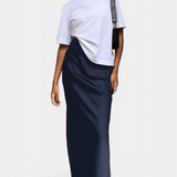 Fable Falda Maxi Utility Satin Negra Corte Fluido Exclusiva