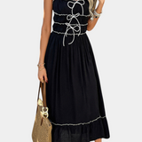 Luz Vestido A-Line Strappy con Dobladillo Rizado Exclusivo