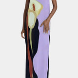 Laura Vestido Sin Tirantes Tejido Premium Floral Exclusivo