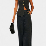 Ludovica Conjunto Denim Exclusivo Chaleco Ajustado Jeans