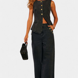 Ludovica Conjunto Denim Exclusivo Chaleco Ajustado Jeans