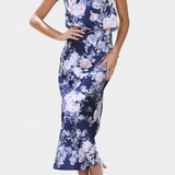 Lisa Vestido Maxi Floral Halter Cintura Elástica Exclusiva