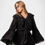 Alida Vestido Mini de Chifón con Lunares y Volantes Élite