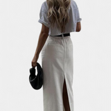 Gabriela Falda Maxi Parisina Algodón Elastano Exclusiva