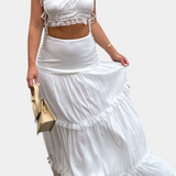 Ilys Conjunto Top Elegante Con Encaje Falda Larga Exclusiva