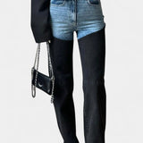 Mila Jeans Patchwork Denim Tiro Alto Corte Recto Exclusivo