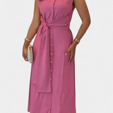Behnaz Colección Vestido Exclusivo Sin Mangas Cinturón