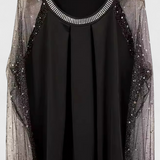 Flor Blusa Con Mangas Tul Y Acentos Strass Exclusiva