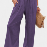Livia Pantalón Fluido Algodón Lino Natural Exclusiva