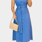 Behnaz Colección Vestido Exclusivo Sin Mangas Cinturón