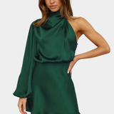 Mara Vestido Mini Drapado Un Hombro Colección Luxe Edición