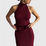 Vestido Midi Canalé Sin Espalda Rhea Edición Limitada