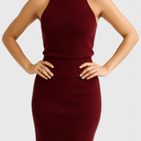 Vestido Midi Canalé Sin Espalda Rhea Edición Limitada
