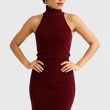 Vestido Midi Canalé Sin Espalda Rhea Edición Limitada