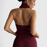 Vestido Midi Canalé Sin Espalda Rhea Edición Limitada