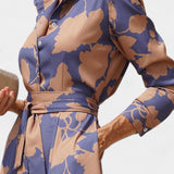 Samaria Vestido Midi Botones Cuello Floral Exclusiva