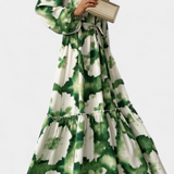 María Vestido Maxi Manga Larga Escote V Colección Exclusiva