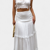 Ilys Conjunto Top Elegante Con Encaje Falda Larga Exclusiva