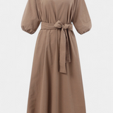 Krisbel Vestido De Lino Algodón Cintura Anudada Colección