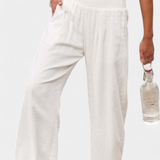 Livia Pantalón Fluido Algodón Lino Natural Exclusiva