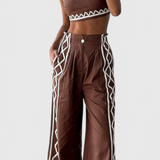 Mirella Conjunto Crop Y Pantalones Anchos Zigzag Exclusiva