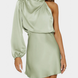 Mara Vestido Mini Drapado Un Hombro Colección Luxe Edición