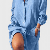 Marlene Vestido Camisa De Lino Longline Colección Exclusiva