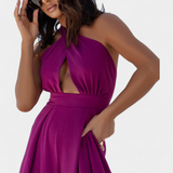 Jessica Mono Halter Cruzado Sin Espalda Pierna Exclusiva