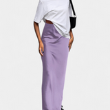 Fable Falda Maxi Utility Satin Negra Corte Fluido Exclusiva