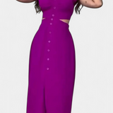 Griselda Vestido Midi Minimalista Cintura Abierta Exclusiva
