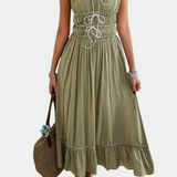Luz Vestido A-Line Strappy con Dobladillo Rizado Exclusivo